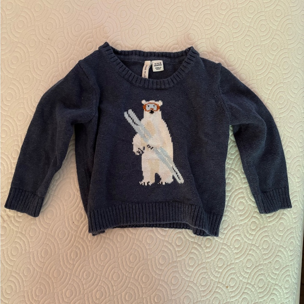 Janie and Jack Navy Sweater with Polar Bear Design
